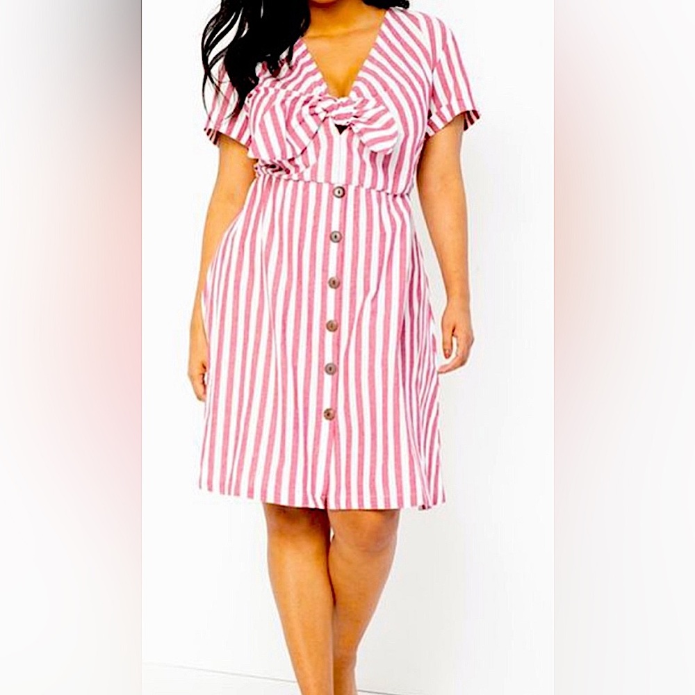 eloquii red striped dress, size 24 EUC